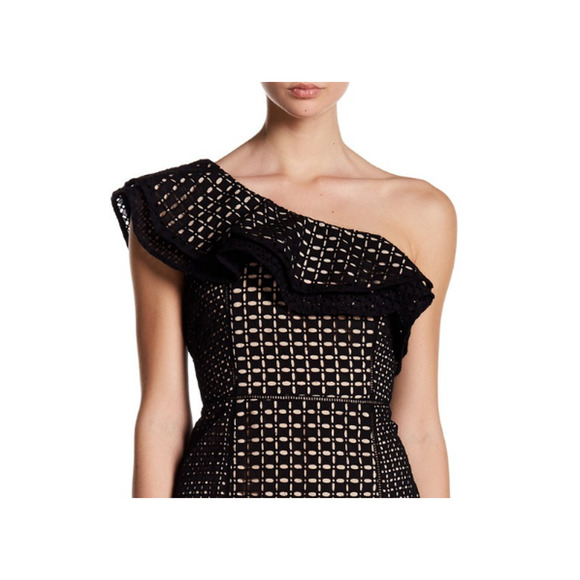 J. Crew One-Shoulder Eyelet Dress Black Size 10 - Picture 3 of 3